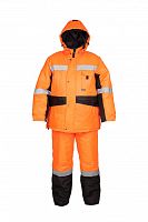 Костюм "Глобал-205-15": куртка, полукомбинезон, утепленный (оранжевый с чёрным и СОП), тк.Оксфорд