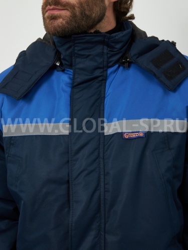 Костюм "Глобал-206-05": куртка с отстегивающим утеплителем, брюки (синий с васильковым), тк.100% п/э фото 12
