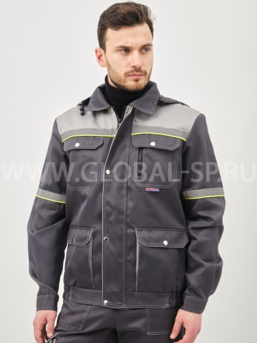 Костюм "Глобал-105-22": куртка, полукомбинезон (темно-серый со светло-серым и СОП) тк. смесовая фото 5