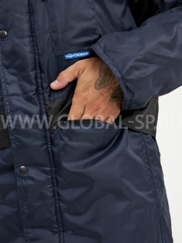 Костюм "Глобал-205-07": куртка, полукомбинезон, утепленный (темно-синий с чёрным и СОП), тк.Оксфорд фото 7
