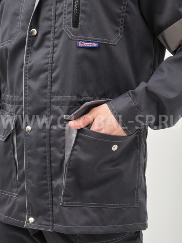 Костюм "Глобал-105-30": куртка, полукомбинезон (темно-серый со светло-серым и СОП) тк. смесовая фото 6