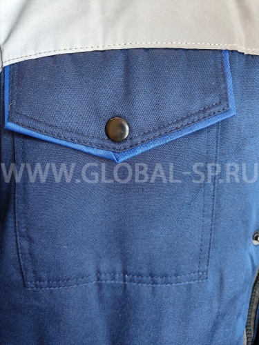 Куртка зимняя "Глобал-200-11"  (синяя с васильковым и СОП 50мм), тк.смесовая фото 4