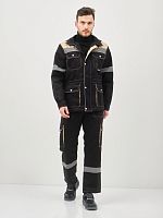 Костюм "Глобал-105-21": куртка, полукомбинезон (чёрный с бежевым и СОП) тк. смесовая
