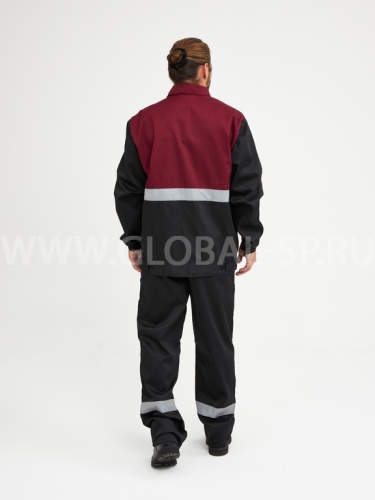 Костюм "Глобал-105-01": куртка, полукомбинезон (чёрный с бордо и СОП), тк. смесовая фото 4
