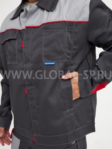 Костюм "Глобал-105-17": куртка, полукомбинезон (тёмно-серый с серым), тк. смесовая фото 6