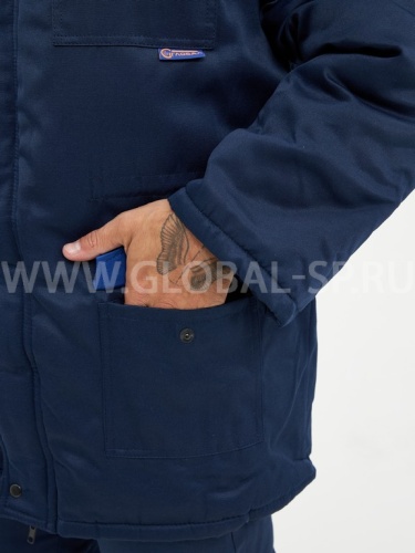Костюм "Глобал-205-10" : куртка, п/к утеплённый (синий с васильковым и СОП 50мм), тк.смесовая фото 5