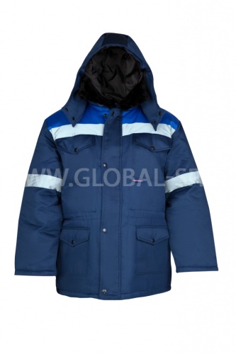 Куртка "Глобал-200-10" утепленная (темно-синий с васильковым и СОП) тк. смесовая фото 2
