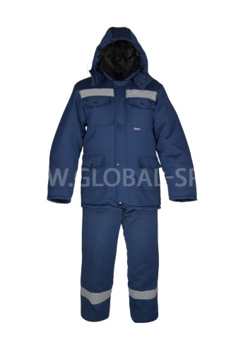 Костюм утеплённый "Глобал-205-09": куртка, п/к (тёмно-синий  и СОП) тк.смесовая  фото 2
