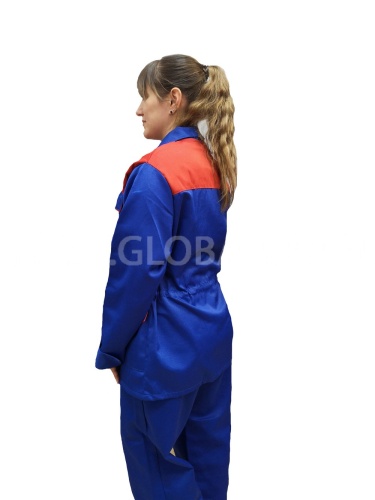 Костюм "Глобал-106-76" женский :куртка, брюки(васильковый с красным), тк.смесовая  фото 2