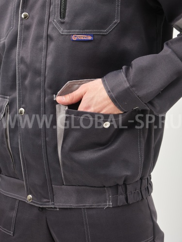 Костюм "Глобал-105-22": куртка, полукомбинезон (темно-серый со светло-серым и СОП) тк. смесовая фото 6