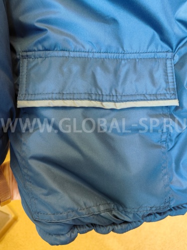 Куртка "Глобал-200-13" утепленная (темно-синий со светло-серым и СОП) тк. Dewspo фото 9