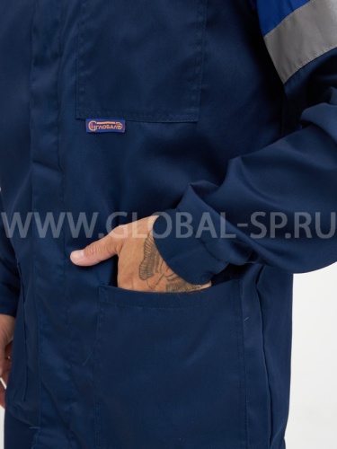 Костюм "Глобал-106-34": куртка, брюки (темно-синий с васильковым и СОП), тк. смесовая фото 4