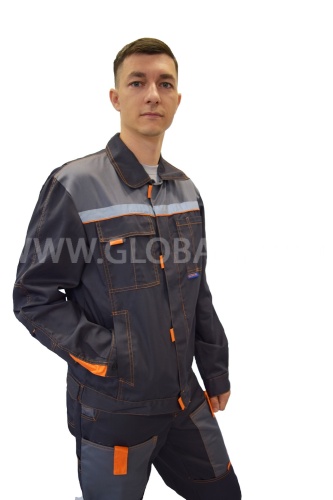 Костюм "Глобал 105-33": куртка, полукомбинезон (тёмно-серый с серым), тк. смесовая фото 7
