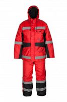 Костюм "Глобал-205-06": куртка, полукомбинезон, утепленный (красный с чёрным и СОП), тк.Оксфорд