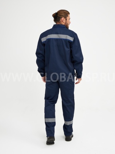 Костюм "Глобал-105-09": куртка, полукомбинезон (темно-синий с васильковым и СОП) тк. смесовая фото 4