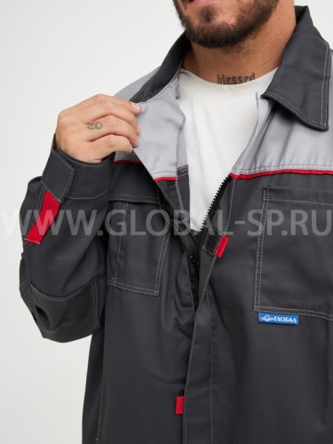 Костюм "Глобал-105-17": куртка, полукомбинезон (тёмно-серый с серым), тк. смесовая фото 7