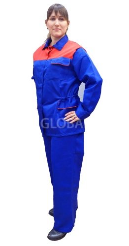 Костюм "Глобал-106-76" женский :куртка, брюки(васильковый с красным), тк.смесовая 