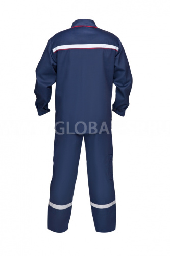 Костюм "Глобал-105-13": куртка, полукомбинезон (синий с красным кантом и СОП25мм) тк. смесовая фото 5