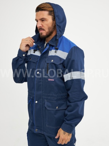 Костюм "Глобал-105-16": куртка, полукомбинезон (темно-синий с васильковым и СОП) тк. смесовая фото 8