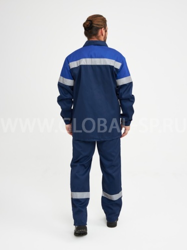 Костюм "Глобал-106-34": куртка, брюки (темно-синий с васильковым и СОП), тк. смесовая фото 3