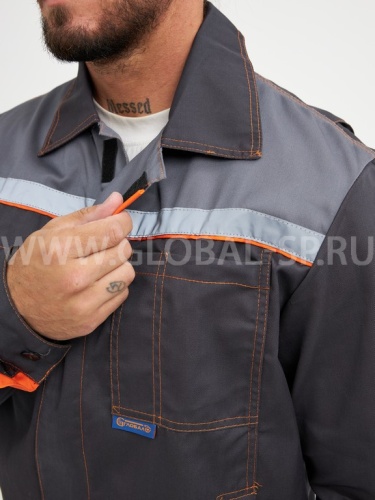 Костюм "Глобал 105-33": куртка, полукомбинезон (тёмно-серый с серым), тк. смесовая фото 5