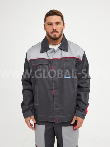 Костюм "Глобал-105-17": куртка, полукомбинезон (тёмно-серый с серым), тк. смесовая фото 5