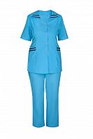 Костюм "Глобал-106-11" женский: куртка, брюки (светло-голубой с тёмно-синим) тк.смесовая 120 г/м2