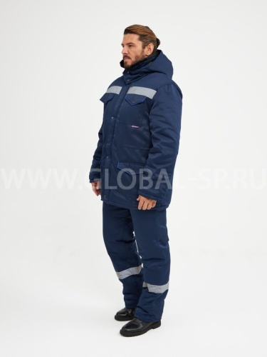 Костюм "Глобал-205-10" : куртка, п/к утеплённый (синий с васильковым и СОП 50мм), тк.смесовая фото 3