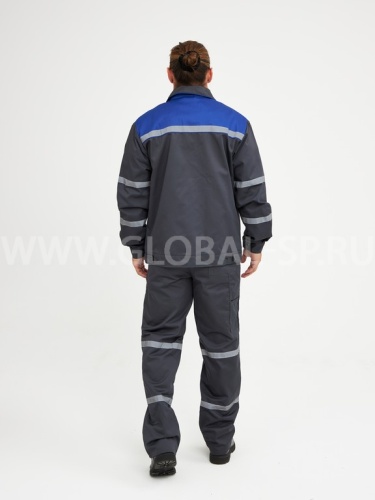 Костюм "Глобал-105-32": куртка, полукомбинезон (темно-серый с васильковым и СОП-25) тк. смесовая фото 4