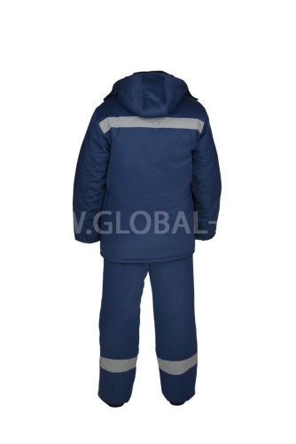 Костюм утеплённый "Глобал-205-09": куртка, п/к (тёмно-синий  и СОП) тк.смесовая  фото 3