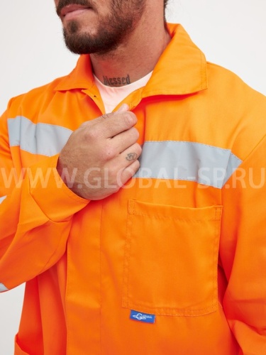 Костюм "Глобал-105-08": куртка полукомбинезон (оранжевый и СОП) тк. смесовая фото 7