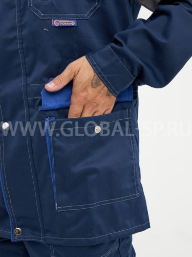 Костюм "Глобал-105-16": куртка, полукомбинезон (темно-синий с васильковым и СОП) тк. смесовая фото 6