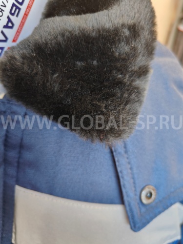 Куртка зимняя "Глобал-200-11"  (синяя с васильковым и СОП 50мм), тк.смесовая фото 7