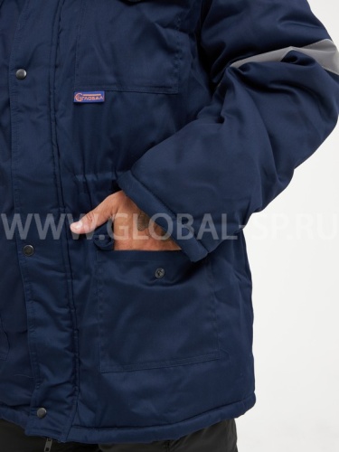 Куртка "Глобал-200-12" утепленная (темно-синий с оранжевым и СОП) тк. смесовая фото 7