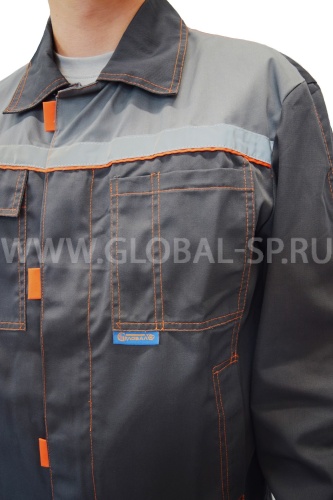 Костюм "Глобал 105-33": куртка, полукомбинезон (тёмно-серый с серым), тк. смесовая фото 8